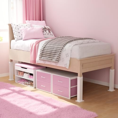 BOLUO Stackable Closet Drawers for Clothes Organizers and Storage Fabric Pink 2 Drawer Dresser for Bedroom 2 Packs Modern Small - color: Pink, size: M(11.2"D x 15.2"W x 16.1"H)