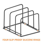 KORRTFID Kitchen Cabinet Organizer - Steel Cookware Rack, Divided Holder with 3 Slots for Skillets, Baking Tray and Chopping Board - Pan Storage (2.2 Inch Width Slots) - style: 2.2 Inch Width Slots