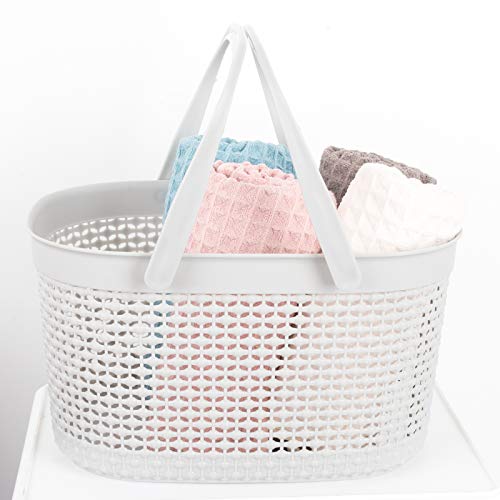 rejomiik Portable Shower Caddy Basket, Plastic Organizer Storage Tote with Handles for Bathroom, College Dorm, Kitchen, Grey - color: Grey, size: 1 pack