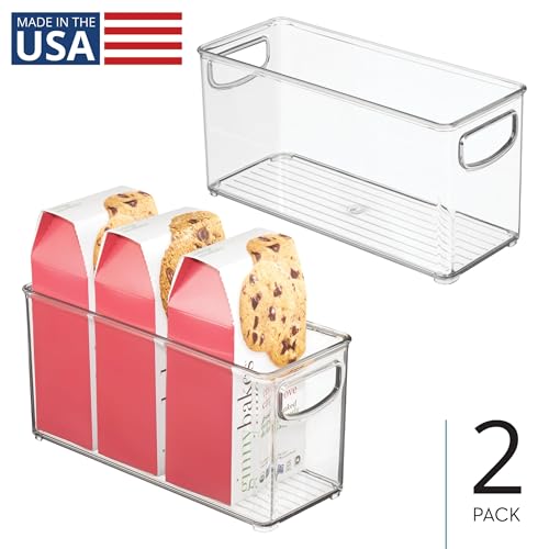 iDesign Plastic Stackable Pantry Bin - Storage Bin with Handles for Cabinets or Fridge - Set of 2 - Clear - style: Pack of 2