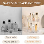 Rotating Makeup Organizer for Vanity, 2 Tier Perfume Skincare Storage for Women, Bathroom Counter Organizer, 360° Spinning Cosmetic Holder for Dresser Countertop, Clear - size: 2 Tier (Standard)