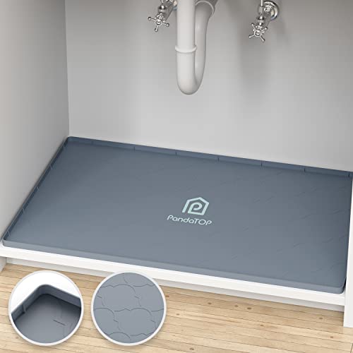 Under Sink Mat, 34" x 22" Silicone Kitchen Cabinet Tray, Waterproof & Flexible Under Sink Liner for Kitchen Bathroom and Laundry Room - size: 22"W x 34"L