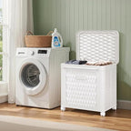 WESAPPINC 55L Collapsible Large Laundry Hamper, Plastic Laundry Basket with Wheels,Suitable for Bathroom, Bedroom, Dorm Room & Laundry Room,Basket with Handle (80L White) - color: 80L White