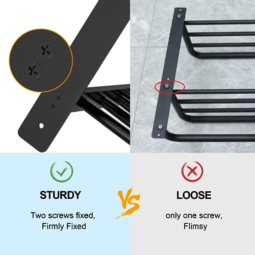 Hotel Towel Racks for Bathroom Wall Mounted, BETHOM Towel Shelf for Bathroom 3-Tier, 16 Inch Matte Black Towel Bar with Shelf - color: Matte Black, size: 16IN (1 Bar)