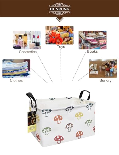 HUNRUNG Rectangle Storage Basket Cute Canvas Organizer Bin for Pet/Children Toys, Books, Clothes Perfect for Rooms/Playroom(REC-Color Mushroom) - color: REC-Color Mushroom