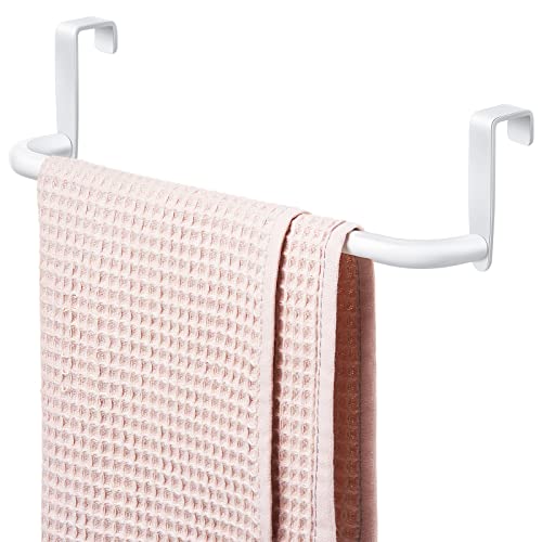 2 Pieces Metal Towel Bar Kitchen Cabinet Steel Towel Rack Bar for Hanging on Inside or Outside of Doors, Home Kitchen Bathroom(White) - color: White