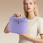 Makeup Bag Vanity Case Cosmetic Bag with Removable Divider Travel Toiletry Bag for Women Portable Make up Box Organizer, Purple - color: Purple