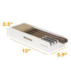 SpaceAid Knife Drawer Organizer Bamboo Insert Dock, Kitchen Steak Knives Holder Organizers Block for Drawer in Storage Organization (Small, White) - size: White, Small