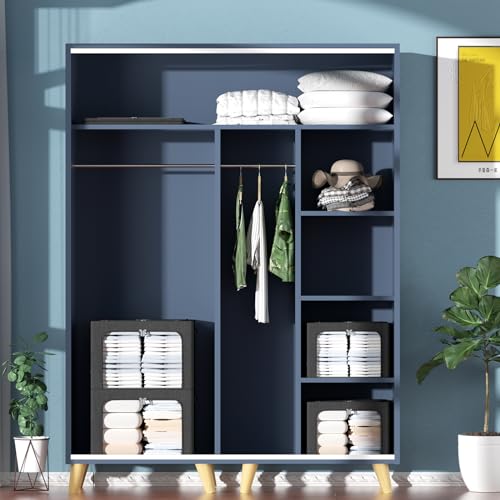 CYhom Clothes Storage Bins Box - Linen Fabric Foldable Stackable Container Organizer Set with Clear Window & Carry Handles & Metal Frame (Black, Medium-36L) - color: Black, size: Medium-36L