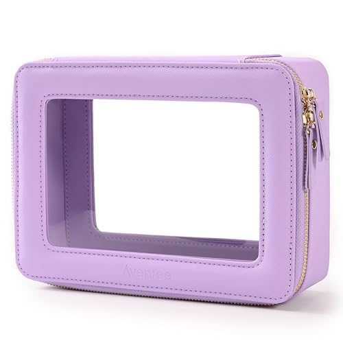Aveniee Clear Makeup Bag Organizer,Large Travel Toiletry Bag for Women, Waterproof Cosmetic Pouch with Zippers,Car Organizers and Storage Case for Accessories,Lilac - color: Lilac, style: Large Glam