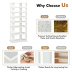 COSTWAY 7 Tiers Shoe Rack, Double Rows Vertical Tall Narrow Patented Shoe Organizer, Free Standing Shoe Rack for Small Space, Entryway, Closet, Living Room, Bedroom (White) - color: White
