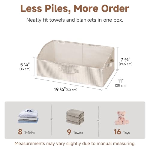 StorageWorks Closet Storage Bins, Trapezoid Organizer Box for Shelves, Fabric Clothes Bin, Foldable Organizing Baskets with Handles, Large, Khaki and Beige Stripes, 3-Pack - color: Khaki and Beige Stripes, size: Large