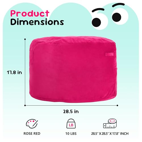 Hobestluk Bean Bag Chairs 2.5FT Bean Bag Chair with Memory Foam Filled & Machine Washable Cover,Beanbag Chair, Small Bean Bag Chairs for Playroom, Living Room, Bedroom - color: Pink, size: 2.5FT - 28.5" x 28.5" x 17.8"