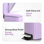 TrashAid Slim Bathroom Trash Can with Lid Soft Close, 6 Liter/1.6 Gallon Stainless Steel Small Garbage Can with Removable Inner Bucket, Step Pedal, Slim Wastebasket for Toilet, Office, Bedroom, Purple - color: Purple