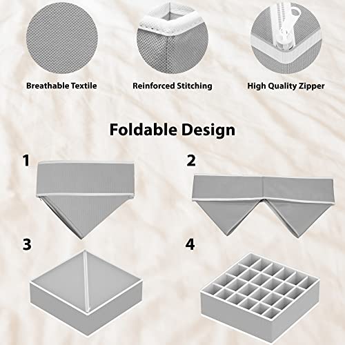 Simple Houseware 4-Pack Drawer Organizer Set - Closet Dividers for Underwear, Socks, Bras, Scarves, Ties - Foldable Non-Woven Storage Boxes, Gray - color: Gray, size: 4 Pack