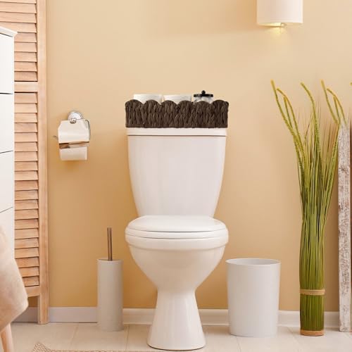 Toilet Paper Storage Basket Bathroom Counter Organizer Wicker Baskets for Organizing Cute Basket for Bedroom Nursery Room Kitchen Bathroom Decor -Dark Brown - color: Dark Brown
