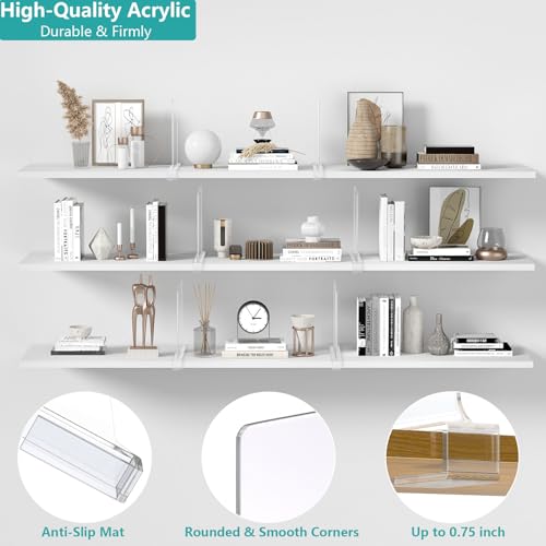 6 PCS Shelf Dividers for Closet Organization Acrylic Clear Closet Shelf Divider for Wooden Shelving Suitable for Wooden or Vertical Shelves Or Bedroom, Kitchen and Office - size: 6 pcs