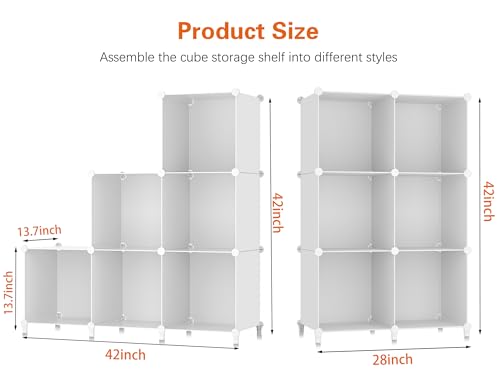 Stackable Closet Organizers and Storage 6 Cube Storage Organizer Closet Organizer for Bathroom Closet Storage for Wardrobe - color: White 1, size: 11.8 x 11.8 x 11.8 Inch