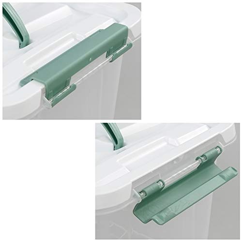 Saedy 6 Quart Clear Plastic Multipurpose Lidded Storage Container Box Bin with Handle, 2-Pack - color: Green