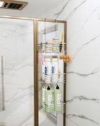 3-Tier Small Hanging Bathroom Organizer,caddy hanging,Shampoo Holder Stainless Steel,over the door shower caddy,shower storage - size: Narrow three-layer design