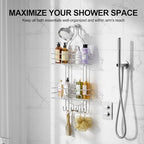 SRIWATANA Shower Caddy Organizer Hanging Over Head, Bathroom Shower Rack Hanger with Hooks for Razors - Chrome - color: Chrome