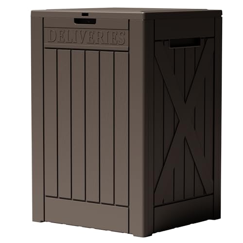 Greesum 52 Gallon Extra Large Deck Box with Lock, Heavy-Duty Resin Outdoor Storage Container, Waterproof Lockable Chest for Patio Furniture, Garden Tools, Pool Equipment, Dark Brown - color: Dark Brown, size: 52 Gallon