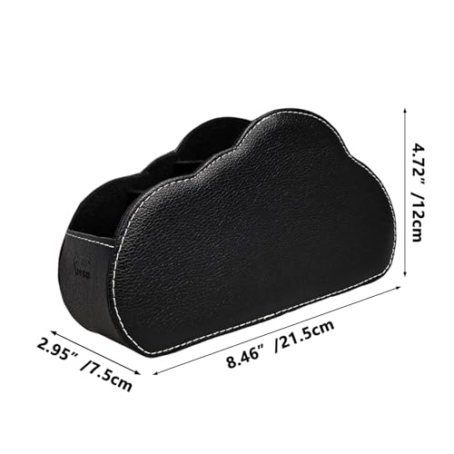 Remote Control Holder - 5 Spacious Compartments TV remote holder Caddy Leather Control Storage Tabletop Desk Organizer for Remote Controller,Office Stationery,Makeup Brush - color: Classic Black