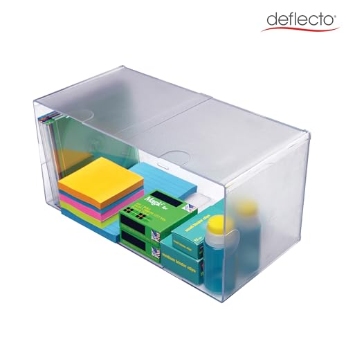 Deflecto Stackable Open Cube Organizer, Desk and Craft Organizer, Clear, Large, 6"W x 6"H x 12"D (350501) - style: Large Open Cube