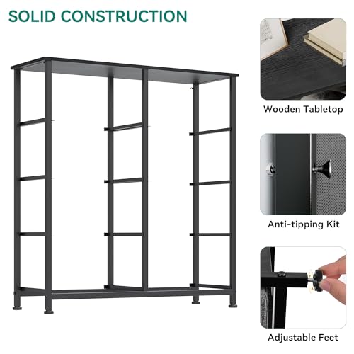 YITAHOME Dresser with 8 Drawers - Fabric Storage Tower, Organizer Unit for Bedroom, Hallway, Closets - Sturdy Steel Frame, Wooden Top & Easy Pull Fabric Bins - color: Black Grain Black Handle, style: 8-Drawer
