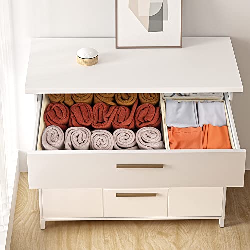 Criusia Drawer Organizer Clothes 12 Pack, Dresser Organizer for Nursery Bedroom Closet Organization and Storage - Baby Clothes Organizer Bins - Drawer Divider for Sock Underwear Bra Ties (Beige) - color: Beige, size: 12 Pack