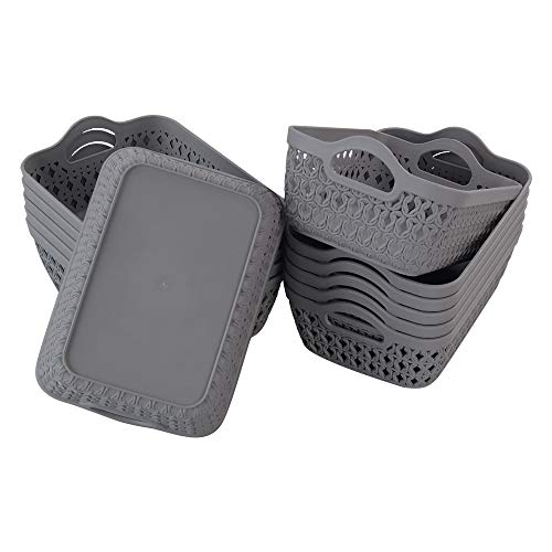 12-pack Small Plastic Tray, Desktop Storage Trays, Grey