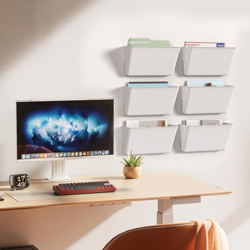 Gawerk Clear Acrylic Single Pocket, Plastic Hanging Wall Mount File Holder for Office Home (White, 2 Pack) - color: White, size: 2 Pack