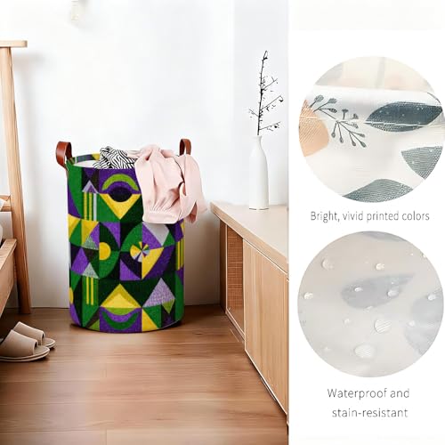 Laundry Basket 15.75 x 15.75 x 19.7 Inch Oxford Fabric Clothes Hamper with Modern Geometric Abstract Pattern Foldable Laundry Storage Bin with Handles for Bathroom Bedroom Dorm Dirty Clothes Holder - color: Colorful587