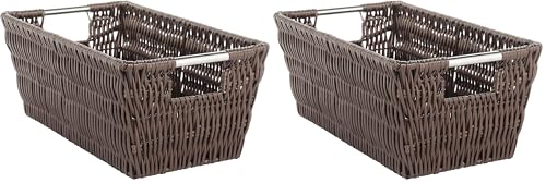 Whitmor Rattique Small Shelf Tote (6500-2712-JAVA) (Pack of 2) - color: Java, size: 11.4"L x 6.5"W x 4.5"H (Pack of 2)