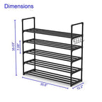 Hsscblet 5 Tiers Metal Shoe Rack,Adjustable Shoe Shelf Storage Organizer with Hooks,Stackable Boot & Shoe Storage,for Entryway,Hallway,Closet,Black - size: 5-Tier