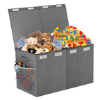 Large Toy Box Chest, Collapsible Sturdy Toy Storage Organizer Boxes Bins Baskets Dinosaur Kids Toy Chest Bin with Lids for Boys Girls Living Room Playroom Bedroom Nursery 25"x14"x16" Gray - color: Grey－2