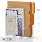 SANRUI 4 Pack Vertical File Holder, Acrylic Desk Organizer Magazine File Sorter for Magazines, Binders, Notebooks, Envelopes, Multi-Purpose Clear Document Organizer Rack - style: 4 Pack File Rack (A4)