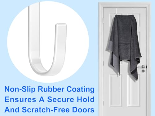 Mars-Rock Over the Door Metal Hooks with Plastic Coating 5.5" Fit 0.5" to 1 3/8" Door 6 Pcs Heavy Duty Single Towel Robe Rack Wreath Bathroom Shower Hanger Shoe Organizer Ironing Board Short White - color: F: WT 5.5" fit 0.5" to 1 3/8" door 6pcs