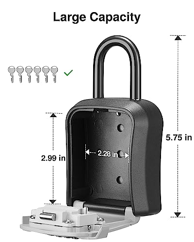 Puroma Lock Box, Key Lock Box Wall Mount & Portable Combination Lockbox with Resettable Code, Security Lockbox for Outside House Keys, Apartment Realtors Spare Keys Storage (1 Pack, Gray) - color: Gray