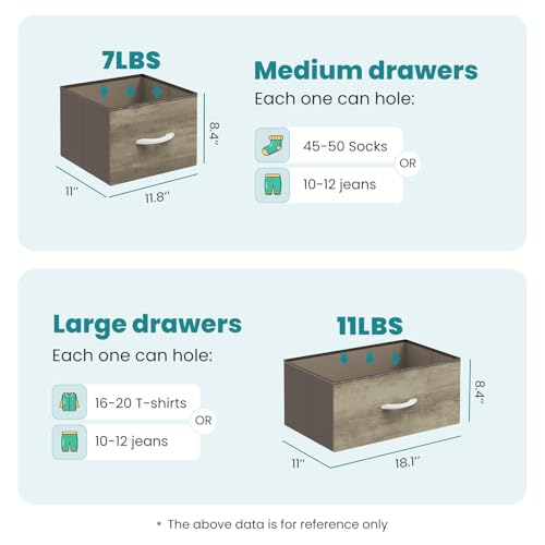 OLIXIS 7 Drawers Dresser for Bedroom, Fabric Storage Tower for Living Room, Entryway - Sturdy Steel Frame, Wooden Top and Easy Pull Fabric Bins, Closet Chests Organizer for Clothes,Oak Greige - color: Oak Greige, size: 11.8"D x 39.4"W x 30"H (7 Drawers)