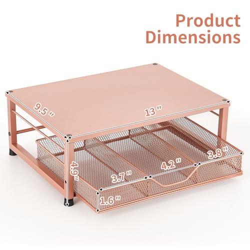 Small Laptop Stand for Desk, Monitor Stand Riser, Office Desk Accessories, Computer Desktop Stand with Drawer for Home, Office, School (Bronze) - color: Bronze