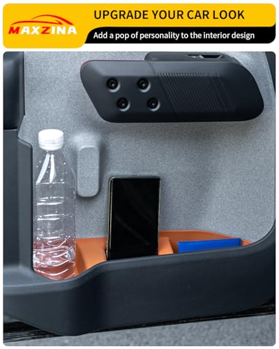Door Side Storage Tray Compatible with 2022-2025 (No for 2026) Ford Maverick Side Door Storage Box Door Organizer Phone Pocket Silicone Front & Rear 4PCS Maverick Accessories (Light Orange) - color: Light Orange