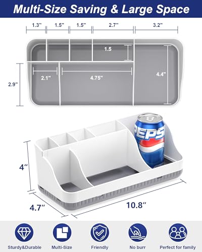 Bathroom Counter Organizer and Storage, 7 Slots Detachable Toothbrush Holders for Bathrooms, Anti-Slip Electric Toothbrush and Toothpaste Holder Countertop Vanity Organizer Accessories for Adults Kids - color: White Grey
