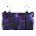 Bedside Caddy Hanging Storage Bag Galaxy Purple Bedside Organizer Caddy for Bunk, Dorm Room, Hospital Beds - Place Magazines / Remotes / Keys
