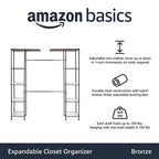 Amazon Basics Expandable Metal Hanging Closet Organizer and Storage Rack Wardrobe with Shelves, 57-80''L x 14''W x 72''H, Bronze - color: Bronze