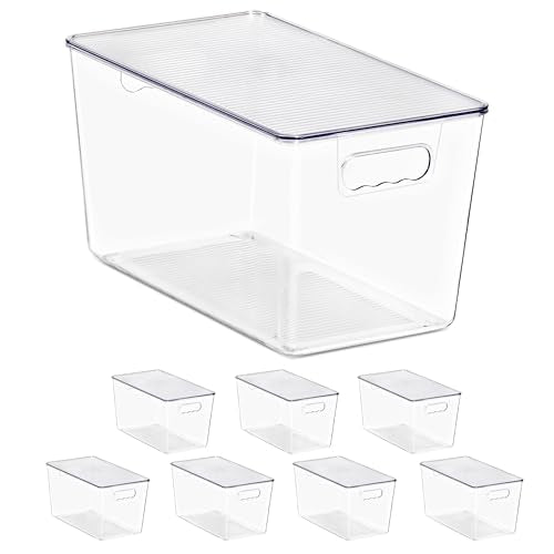 Sorbus Clear Storage Bins with Lids, 8 Pack X-Large Organization Bins with Handles – Clear Stackable Storage Containers for Storage, Pantry, Fridge, Cabinet, Closet & Kitchen Organization – BPA-Free - color: 8 Pack, size: X-Large, style: With Lid