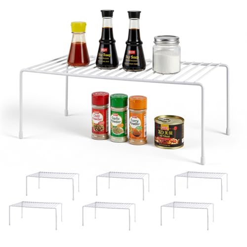 4-Pack Medium (13x8.5inch) Kitchen Organizer Rack, Kitchen Shelves for Spice Organization for Cabinet, Pantry Organizers and Storage, Spice Rack, Desk Organizer, White - size: Non-Expandable Medium