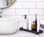 Luxspire Bathroom Vanity Tray, Resin Black Bathroom Tray Toilet Tank Tray, 11.2x4.1 inch Kitchen Sink Trays, Countertop Organizer for Candles Soap Towel Perfume Holder Jewelry Dish, Small, Matte Black - color: C - Black, style: Small