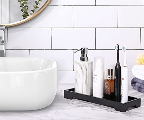 Luxspire Bathroom Vanity Tray, Resin Black Bathroom Tray Toilet Tank Tray, 11.2x4.1 inch Kitchen Sink Trays, Countertop Organizer for Candles Soap Towel Perfume Holder Jewelry Dish, Small, Matte Black - color: C - Black, style: Small