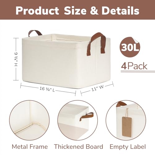 CHICVITA Closet Storage Bins Storage Baskets for Shelves, Baskets for Organizing, Closet Organizers and Storage, Cube Storage Bins, 16 ¾" L x 11" W x 9 ¾" H, Beige, 4-Pack - color: Beige 4-Pack, size: 16 ¾" L x 11" W x 9 ¾" H